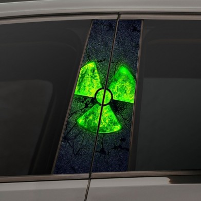 Наклейки на стойки дверей авто - Green radioactive logo