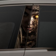Наклейки на стойки дверей авто - Девушка в колючей проволоке