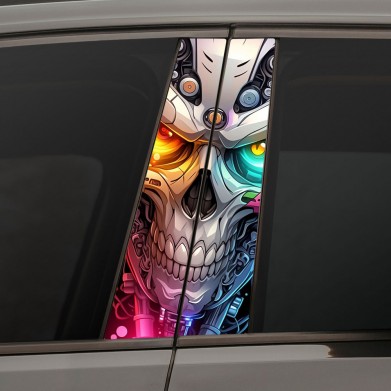 Наклейки на стойки дверей авто - Robotic glowing scull Наклейки на стойки дверей авто - Robotic glowing scull