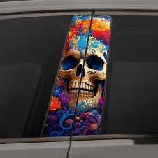 Наклейки на стойки дверей авто - Skull art style