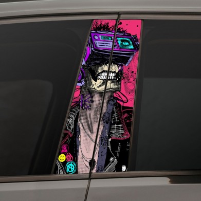 Наклейки на стойки дверей авто - Cyberpunk skull punk dude Наклейки на стойки дверей авто - Cyberpunk skull punk dude