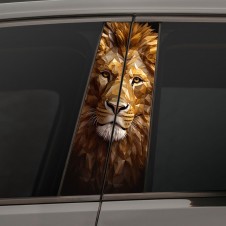 Наклейки на стойки дверей авто - Лев Low Poly
