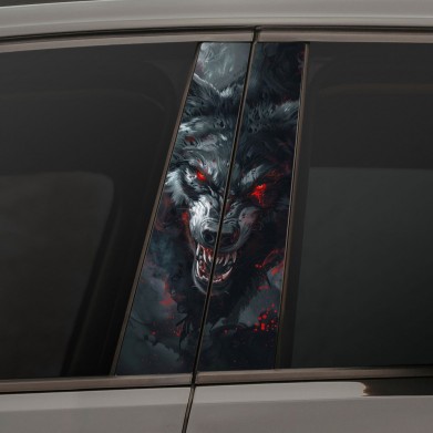 Наклейки на стойки дверей авто - Angry wolf Наклейки на стойки дверей авто - Angry wolf
