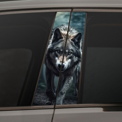 Наклейки на стойки дверей авто - Wolf in the forest
