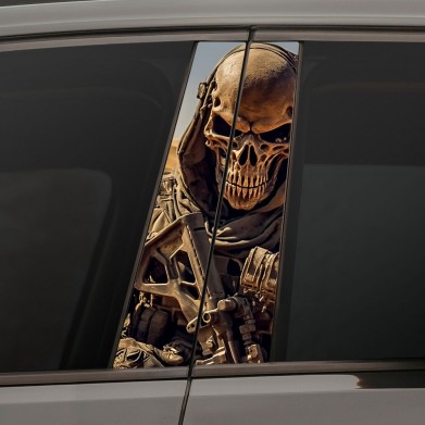 Наклейки на стойки дверей авто - Sniper scull