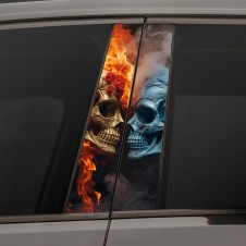 Наклейки на стойки дверей авто - Skeleton faces