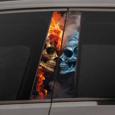 Наклейки на стойки дверей авто - Skeleton faces Наклейки на стойки дверей авто - Skeleton faces