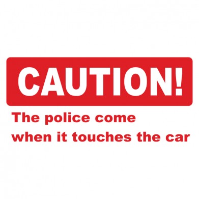 Наклейка на авто - CAUTION! The police come Наклейка на авто - CAUTION! The police come