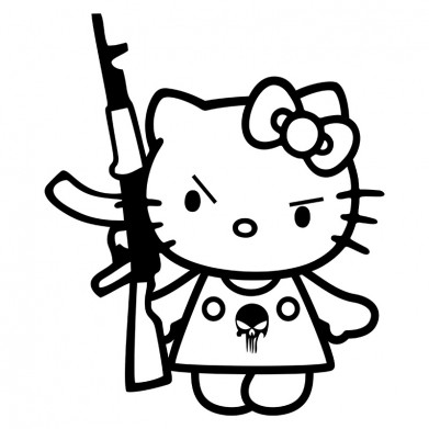 Наклейка на авто - Hello Kitty с автоматом Наклейка на авто - Hello Kitty с автоматом