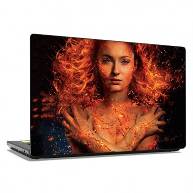 Наклейка на ноутбук - Flame orange girl Наклейка на ноутбук - Flame orange girl