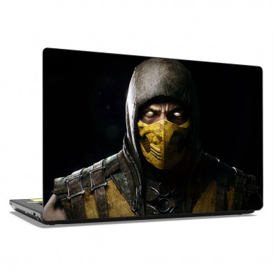 Наклейка на ноутбук - Mortal Kombat Scorpion face Наклейка на ноутбук - Mortal Kombat Scorpion face