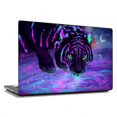 Наклейка на ноутбук - Neon water tiger Наклейка на ноутбук - Neon water tiger