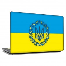 Наклейка на ноутбук - Украинский флаг тризуб
