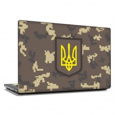 Наклейка на ноутбук - Герб України Камуфляж