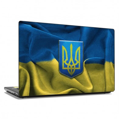 Наклейка на ноутбук - Флаг Украині Герб v2 Наклейка на ноутбук - Флаг Украині Герб v2