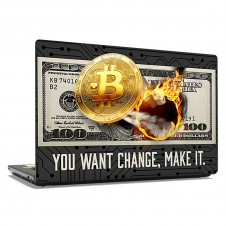 Наклейка на ноутбук - You want change Bitcoin