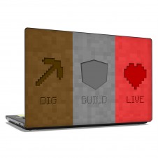 Наклейка на ноутбук - Minecraft Dig Build Live