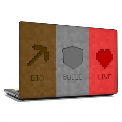 Наклейка на ноутбук - Minecraft Dig Build Live Наклейка на ноутбук - Minecraft Dig Build Live
