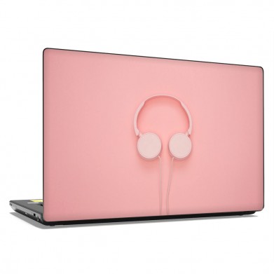 Наклейка на ноутбук - Pink headphones Наклейка на ноутбук - Pink headphones