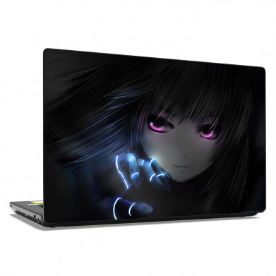 Наклейка на ноутбук - Little girl wink pink eyes anime Наклейка на ноутбук - Little girl wink pink eyes anime
