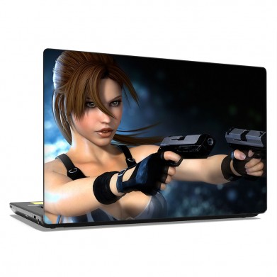 Наклейка на ноутбук - Tomb Raider Лара с пистолетами Наклейка на ноутбук - Tomb Raider Лара с пистолетами