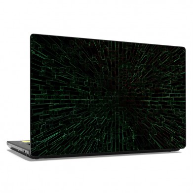 Наклейка на ноутбук - Green neon blocks Наклейка на ноутбук - Green neon blocks