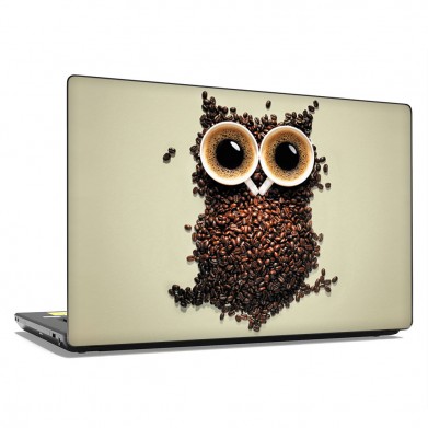 Наклейка на ноутбук - Coffee Owl Наклейка на ноутбук - Coffee Owl