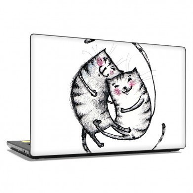 Наклейка на ноутбук - Couple Cats Наклейка на ноутбук - Couple Cats