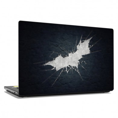 Наклейка на ноутбук - Batman white cracks logo Наклейка на ноутбук - Batman white cracks logo