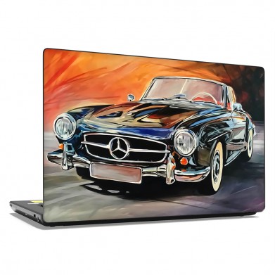 Наклейка на ноутбук - Black old car art Наклейка на ноутбук - Black old car art