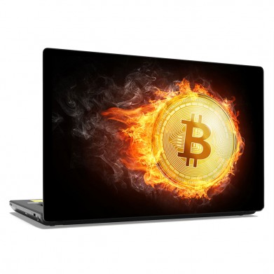 Наклейка на ноутбук - Burning bitcoin Наклейка на ноутбук - Burning bitcoin