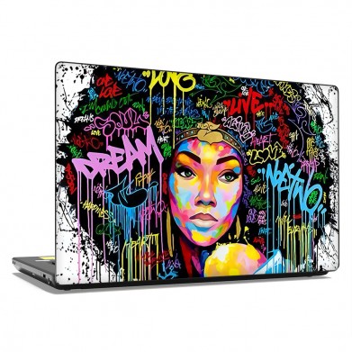 Наклейка на ноутбук - Graffiti Hair Lady Portrait Наклейка на ноутбук - Graffiti Hair Lady Portrait