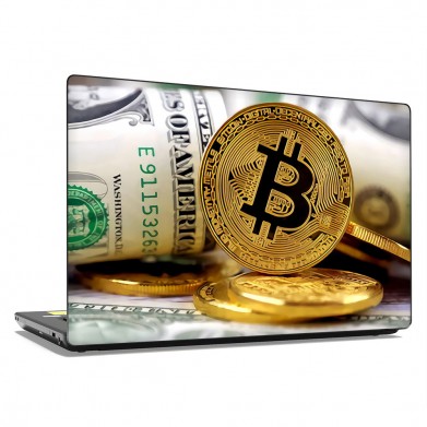 Наклейка на ноутбук - Bitcoin or dollar Наклейка на ноутбук - Bitcoin or dollar