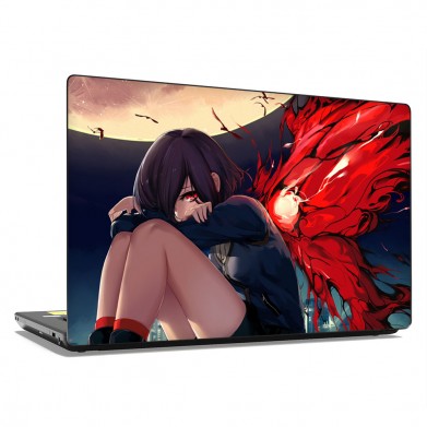 Наклейка на ноутбук - Anime Девушка с огненными крыльями Наклейка на ноутбук - Anime Девушка с огненными крыльями