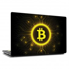 Наклейка на ноутбук - Yellow Bitcoin