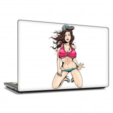 Наклейка на ноутбук - Sexy girl in hat art